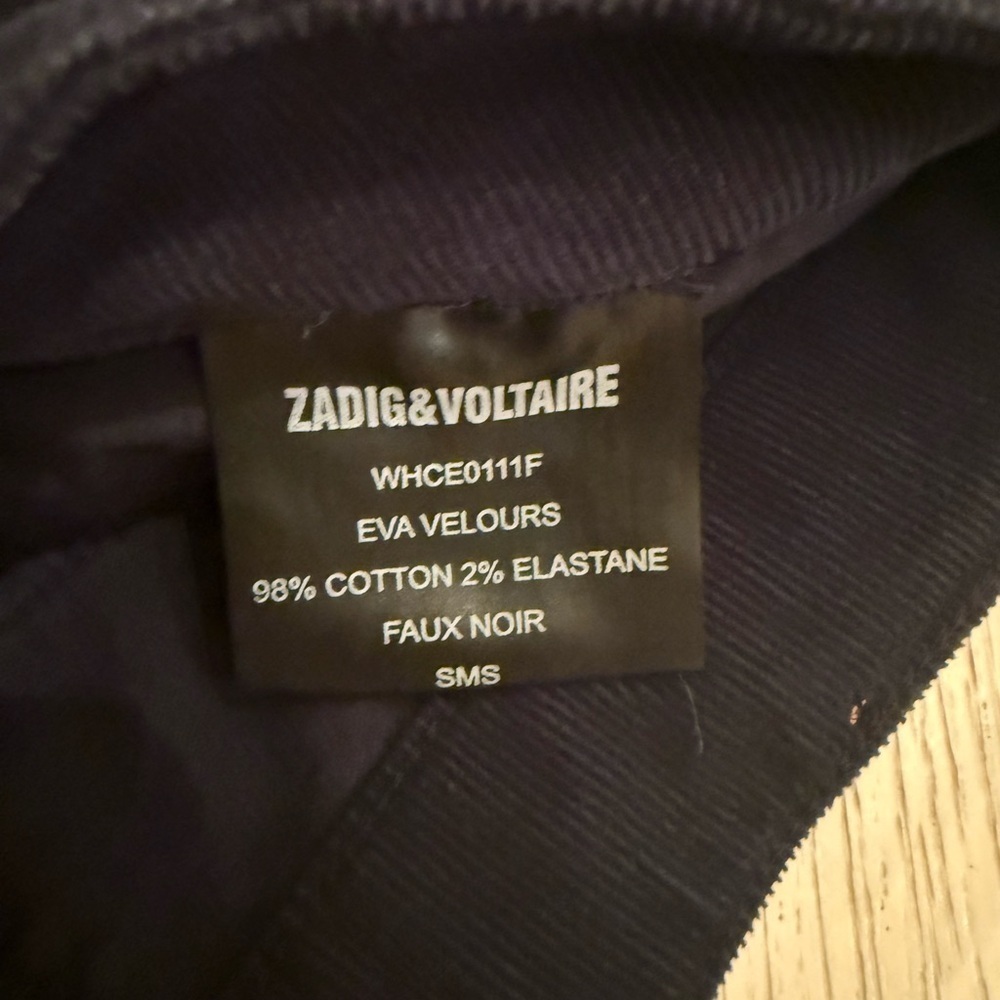 Zadig & Voltaire Eva Velours Black Faux Noir Cordouroy Jeans Size 27 - Picture 10 of 10